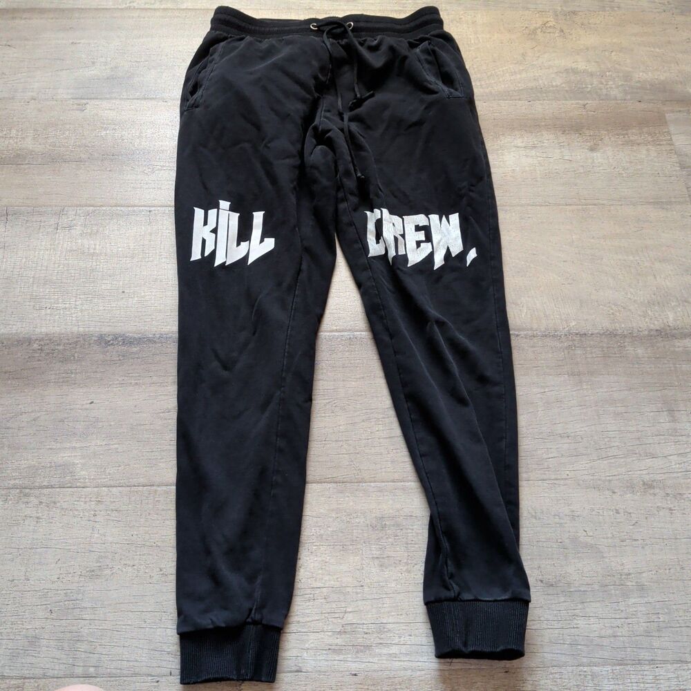 Kill Crew Black Jogger Sweatpants Men's Small S Drawstring Graphic MMA Training